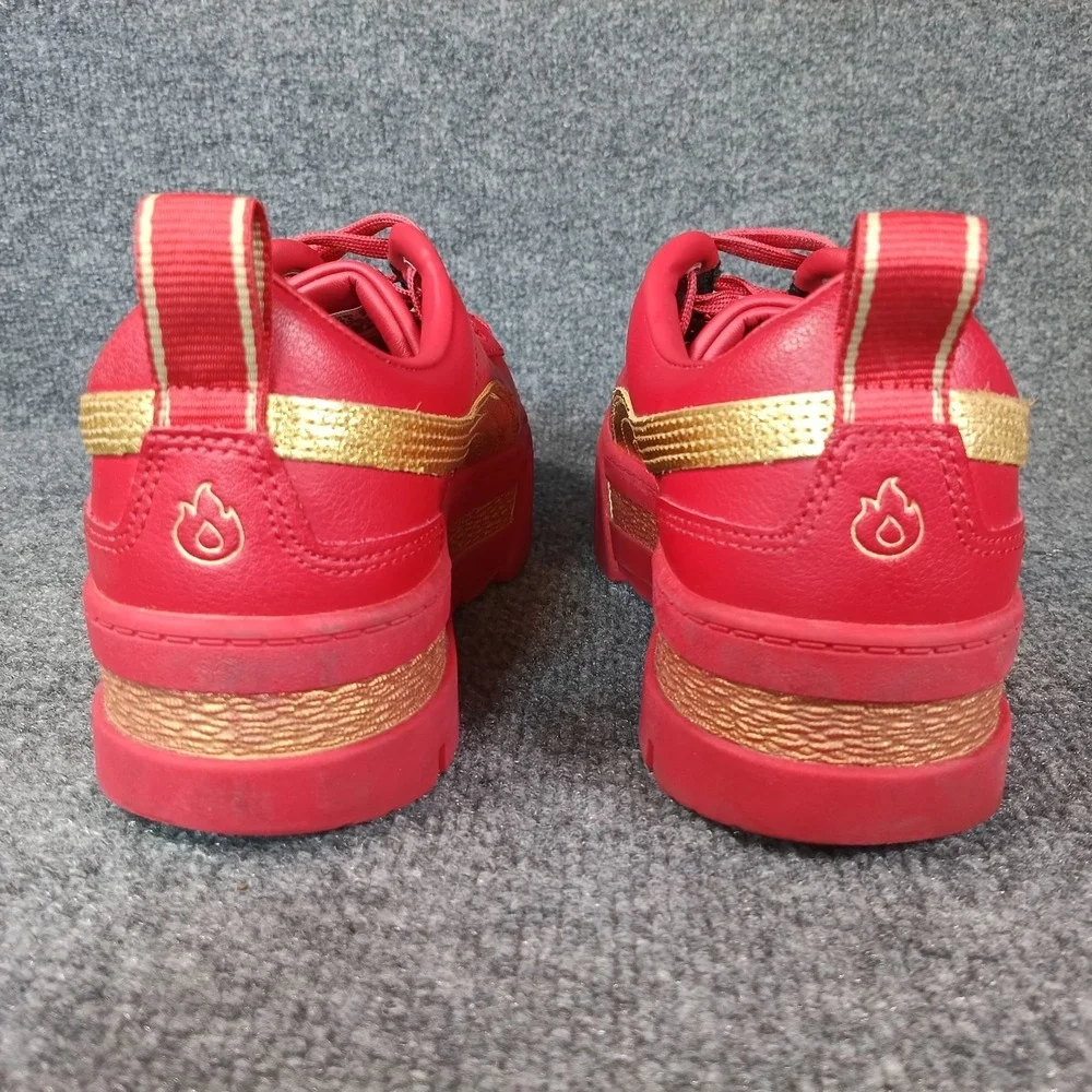 Puma Mayze Sneakers Women 9.5 Red Gold Platform Leather Determined